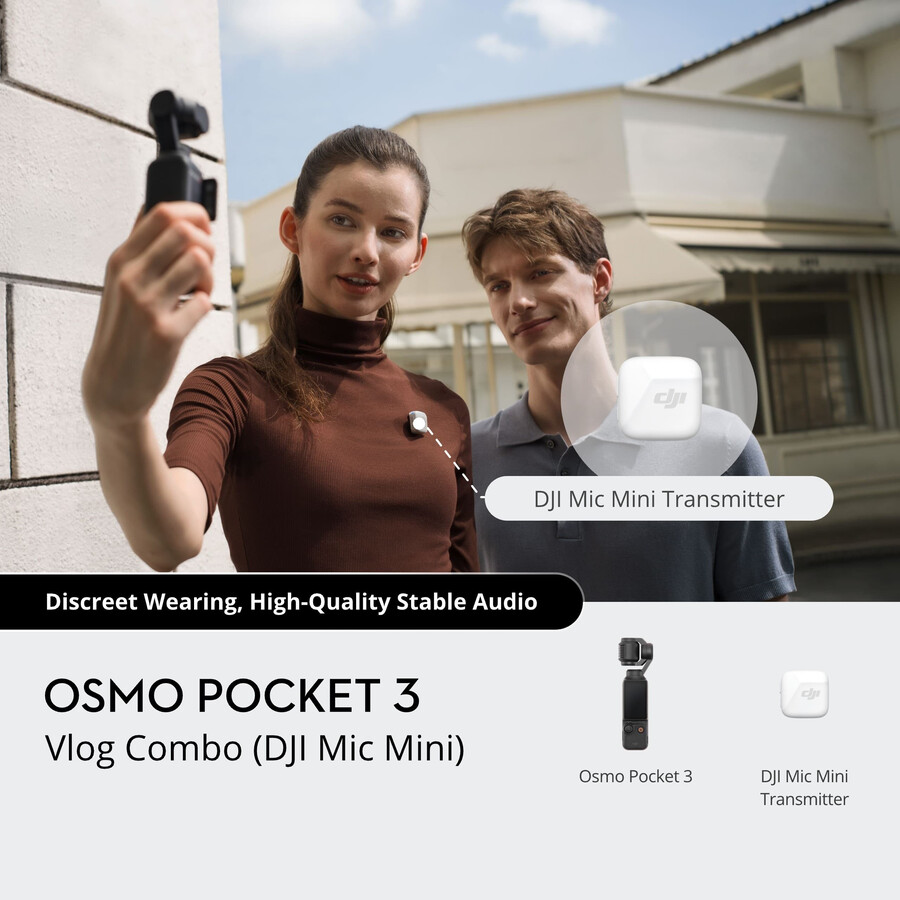 osmo pocket 3 vlog-paket - dji mic mini-sändare arctic white