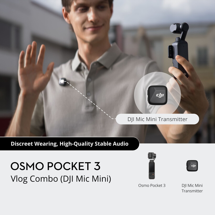 osmo pocket 3 vlog-paket - dji mic mini-sändare absolut svart