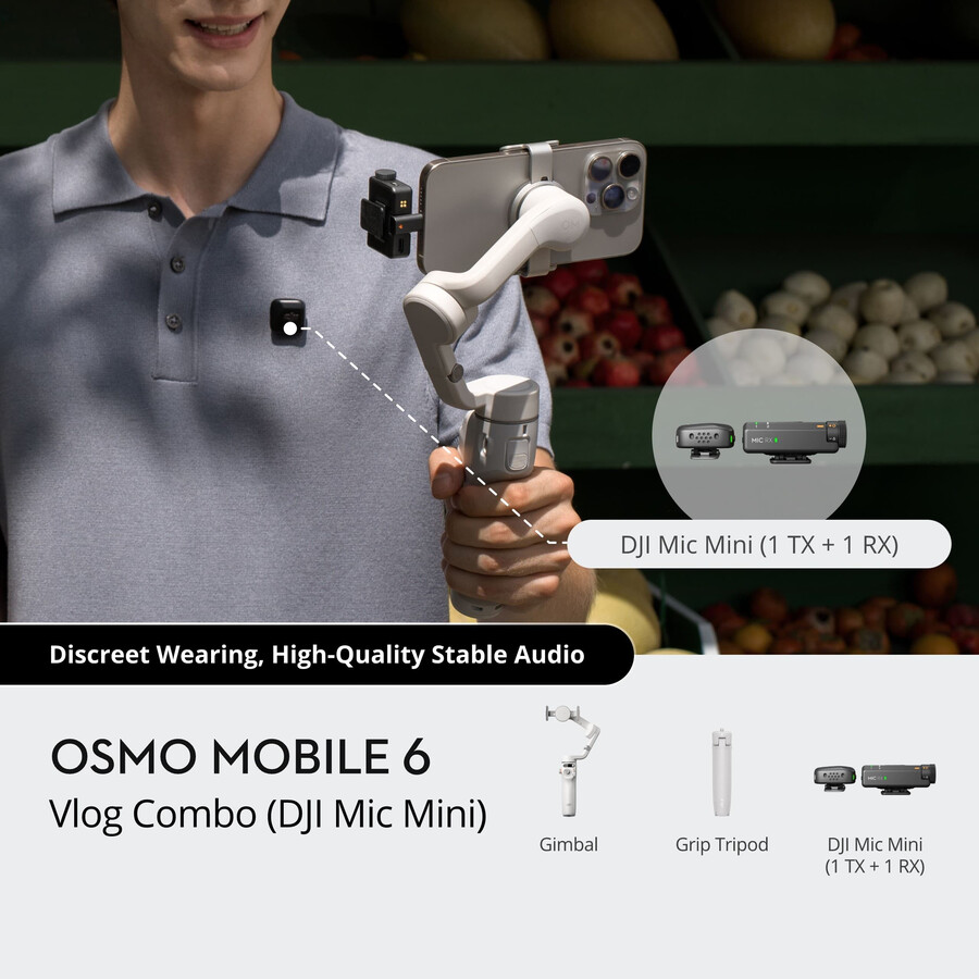osmo mobile 6 platinum gray vlog-paket dji mic mini