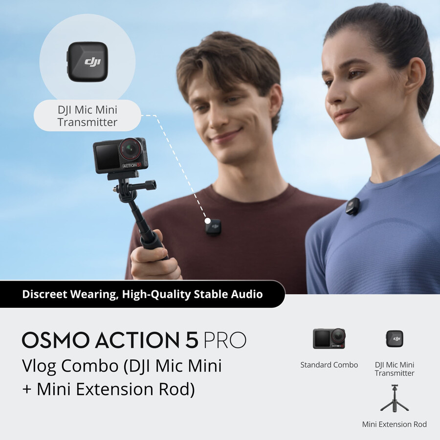 osmo action 5 pro combo vlog dji mic mini miniteleskophandtag
