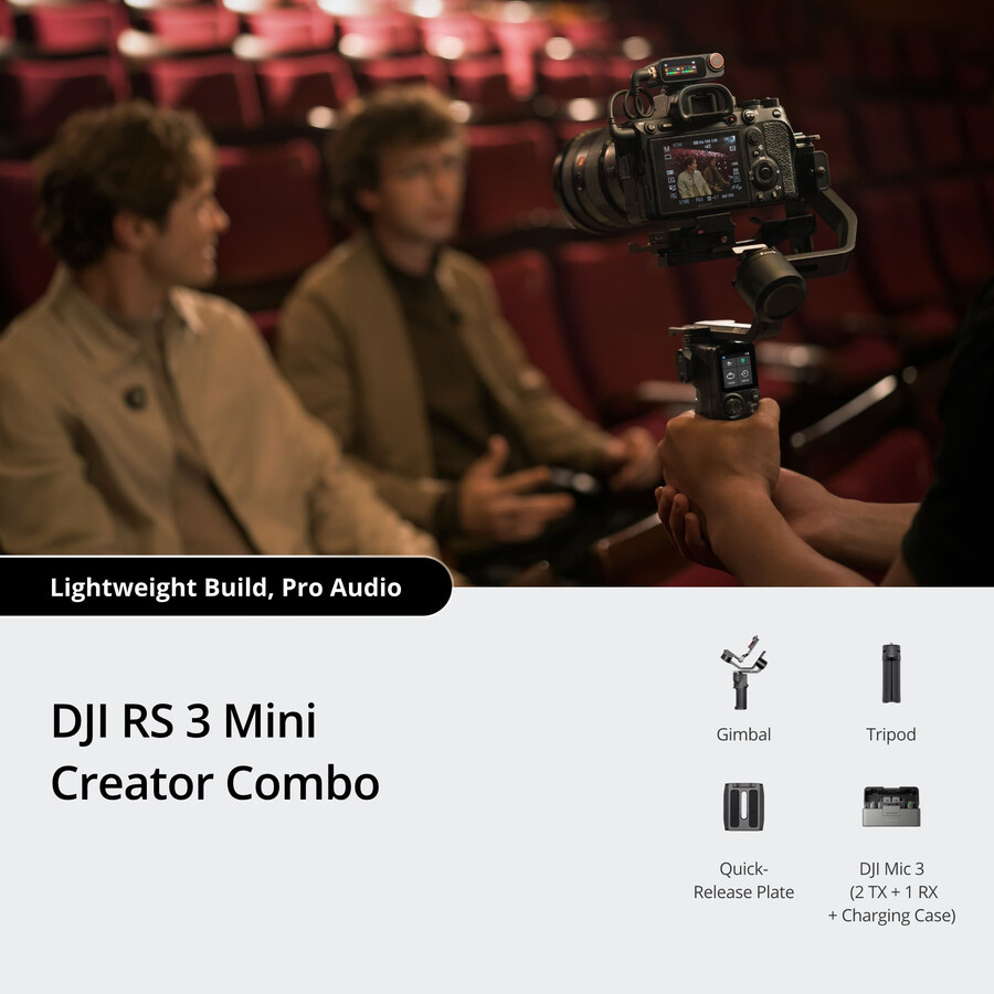 dji rs 3 mini creator-paket dji mic 3 2 tx 1 rx laddningsfodral