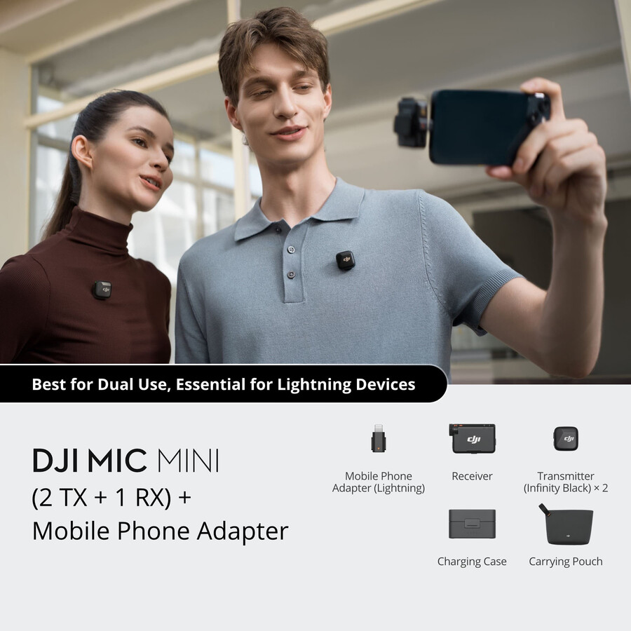 dji mic mini 2 tx 1 rx laddningsfodral mobiltelefonadapter lightning