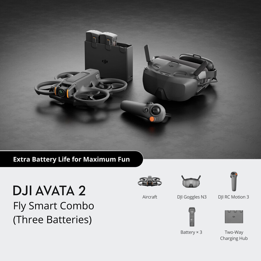 fly smart dji avata 2-paket tre batterier