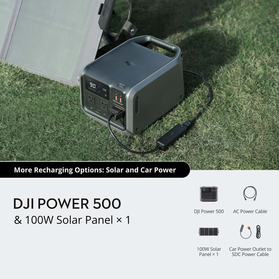 dji power 500 och 100w solpanel x 1